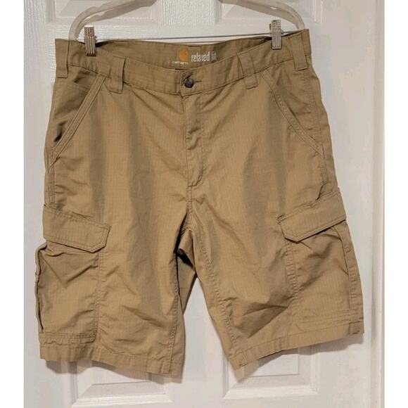 Carhartt Size 36 Mens Tan Stretch Canvas Relaxed Fit Utility Work Shorts - Picture 1 of 5